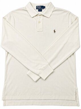 Polo Ralph Lauren Men’s L Cream L/S 100% Cotton Polo Shirt
